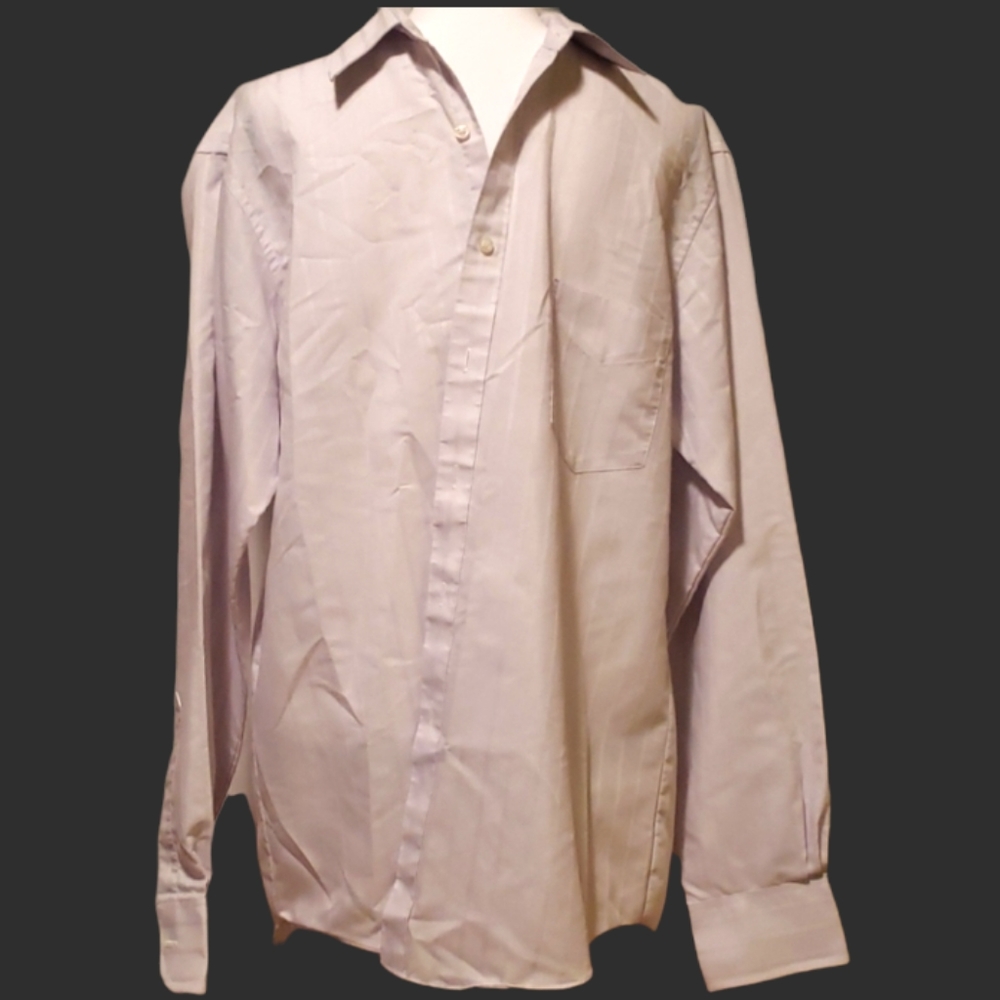 Oakton Ltd Men's Silver Button Up Long Sleeve Dress Shirt